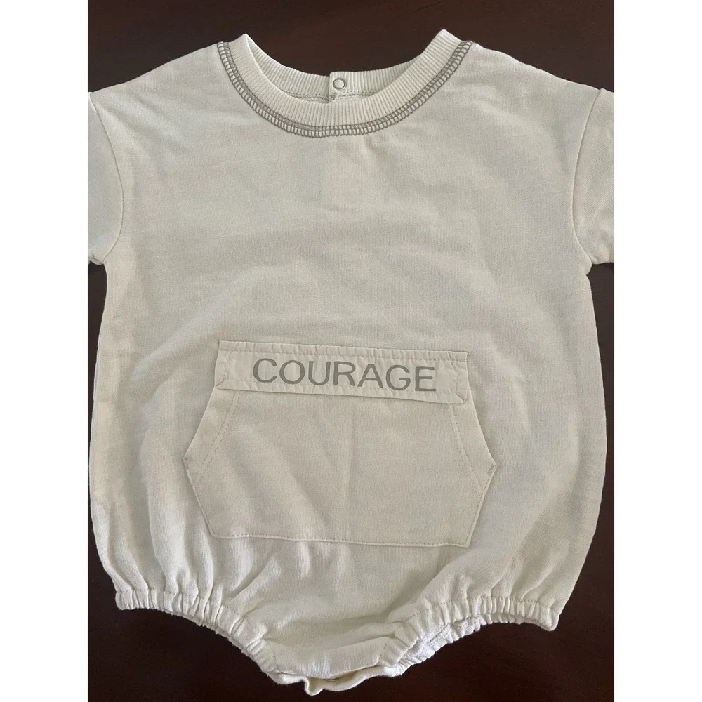 Grayson Mini Baby Off - White Long Sleeve COURAGE Bodysuit Outfit Size 12 M NWT